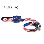 リード 首輪 2点セット ペット ペットグッズ ペット用品 犬 イヌ 猫 ネコ リーシュ 国旗 国 散歩 お散歩グッズ お出かけ 牽引紐 かわいい おしゃれ