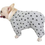 ペットウェア パジャマ カバーオール 犬服 洋服 ドッグウェア フレンチブルドッグ つなぎ ロンパース 袖あり プルオーバー フレブル 犬用 アルファベット ロゴ 総柄 カジュアル おしゃれ かわいい お散歩 お出かけ 普段使い ペット服 犬の服