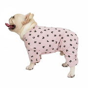 ペットウェア パジャマ カバーオール 犬服 洋服 ドッグウェア フレンチブルドッグ つなぎ ロンパース 袖あり プルオーバー フレブル 犬用 アルファベット ロゴ 総柄 カジュアル おしゃれ かわいい お散歩 お出かけ 普段使い ペット服 犬の服
