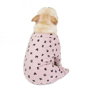ペットウェア パジャマ カバーオール 犬服 洋服 ドッグウェア フレンチブルドッグ つなぎ ロンパース 袖あり プルオーバー フレブル 犬用 アルファベット ロゴ 総柄 カジュアル おしゃれ かわいい お散歩 お出かけ 普段使い ペット服 犬の服
