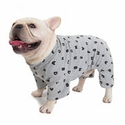 ペットウェア パジャマ カバーオール 犬服 洋服 ドッグウェア フレンチブルドッグ つなぎ ロンパース 袖あり プルオーバー フレブル 犬用 アルファベット ロゴ 総柄 カジュアル おしゃれ かわいい お散歩 お出かけ 普段使い ペット服 犬の服
