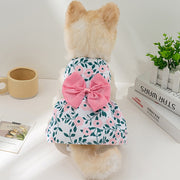 ペットウェア ワンピース 犬服 猫服 洋服 ドッグウェア キャットウェア 袖なし リボン 前開き ボタン 花柄 フラワー お洒落 可愛い ペット服