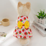 ペットウェア ワンピース 犬服 猫服 洋服 ドッグウェア キャットウェア 袖なし リボン 前開き ボタン 花柄 フラワー お洒落 可愛い ペット服