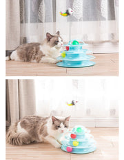 猫用おもちゃ キャットトイ ボール ペット用品 猫 ネコ タワー型 一人遊び ストレス解消 夢中 猫用玩具 組立て式 回転 回る 猫じゃらし かわいい カラフル