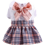 ペットウエア ドッグウェア ワンピース ノースリーブ 半袖 レース チュール 制服 コスプレ チェック柄 リボン ナチュラル ギャザー 袖なし 犬 猫 洋服 ガーリー かわいい キュート 前開き スナップボタン おしゃれ かわいい キュート カジュアル 犬服 夏 春 犬の服 ペット用品 お出かけ お散歩 ペットグッズ 小型犬 ワンちゃん キャットウェア XS S M L XL レッド 赤 ピンク ブルー イエロー グリーン