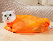 猫用みのむし袋 お風呂ネット 保定袋 メッシュ グルーミング 爪切り 耳掃除 シャンプー 注射 お手入れ ペット用品 ファスナー シャワー 入浴 脱走防止 ペットグッズ 便利 ネコ用