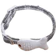 首輪 カラー ペット用チョーカー 猫 犬 ねこ キャット 魚 モチーフ付き チェック柄 ワンタッチバックル 長さ調節可能 可愛い
