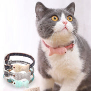 首輪 カラー ペット用チョーカー 猫 犬 ねこ キャット 魚 モチーフ付き チェック柄 ワンタッチバックル 長さ調節可能 可愛い
