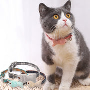 首輪 カラー ペット用チョーカー 猫 犬 ねこ キャット 魚 モチーフ付き チェック柄 ワンタッチバックル 長さ調節可能 可愛い