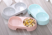 ペット用食器 2in1 ダブル 犬 猫 プラスチック製 フードボウル ウォーターボウル 餌入れ エサ皿 水入れ 軽量 転倒防止