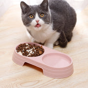 ペット用食器 2in1 ダブル 犬 猫 プラスチック製 フードボウル ウォーターボウル 餌入れ エサ皿 水入れ 軽量 転倒防止