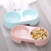ペット用食器 2in1 ダブル 犬 猫 プラスチック製 フードボウル ウォーターボウル 餌入れ エサ皿 水入れ 軽量 転倒防止