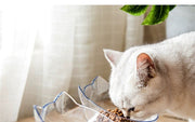 フードボウル ダブルボウル 猫用食器 犬用食器 台付き スタンド付き ペット用食器 ウォーターボウル 給餌 給水 餌皿 エサ入れ 水入れ 角度付き 食べやすい 斜め 取り外し可 ネコ型 キュート かわいい クリアカラー ペット用品 ペットグッズ イヌ ネコ