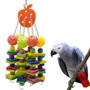 ペット用品 鳥用 おもちゃ 噛む玩具 咀嚼 インコ 鳥 オウム 吊り下げタイプ 止まり木 ストレス解消 木製 ウッド マルチカラー