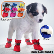 ドッグシューズ レインブーツ レインシューズ 雨靴 犬靴 ペット用品 小型犬 裏起毛 防水 滑り止め 反射材 肉球保護 ケガ防止