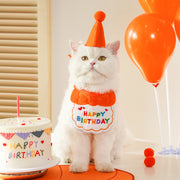 スタイ 帽子 2点セット ペット用 バースデー 誕生日 犬用 猫用 よだれかけ ビブ コーンハット 三角帽子 犬 猫 イヌ ネコ HAPPYBIRTHDAY 刺繍 紐 かわいい コスプレ イベント パーティ 記念撮影 ペットグッズ