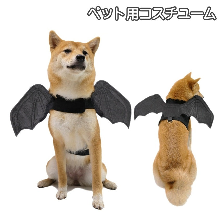 ペット用コスチューム 犬用 猫用 コスプレ 仮装 コウモリ 蝙蝠 こうもり 翼 羽根 変身 マジック テープ Dカン ドッグ キャット コスプレグッズ ハロウィン なりきり かわいい 面白い イベント パーティ 衣装 いぬ イヌ ネコ ねこ ペット用品