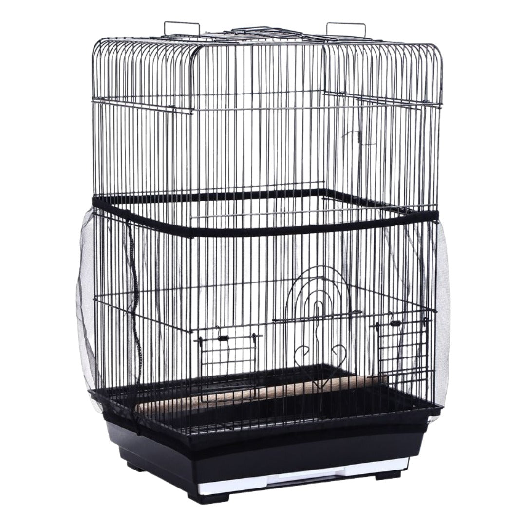 鳥かごカバー バードケージカバー ペット用品 メッシュ ネット 伸縮性 取り付け簡単 通気性 防塵 エサの飛び散り防止 飛散防止 ペットグッズ 黒 白 Sサイズ