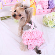 サニタリーパンツ ペット用 生理用 サロペット 犬用 猫用 マナーショーツ ツナギ オーバーオール フリル レース 水玉 ドット 可愛い おしゃれ お散歩