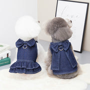 ドッグウェア 犬服 キャミソール ワンピース ペット 犬 猫 デニム 洋服 ノースリーブ 前開き リボン フリル 可愛い 春夏 軽量 キャミワンピ プルオーバー マジック テープ 着せやすい 袖なし フレア Aライン ティアードスカート 無地 シンプル カジュアル かわいい おしゃれ お散歩 お出かけ いぬ イヌ DOG 小型犬 中型犬 ねこ ネコ キャット ギフト 贈り物 秋