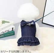 ドッグウェア 犬服 キャミソール ワンピース ペット 犬 猫 デニム 洋服 ノースリーブ 前開き リボン フリル 可愛い 春夏 軽量 キャミワンピ プルオーバー マジック テープ 着せやすい 袖なし フレア Aライン ティアードスカート 無地 シンプル カジュアル かわいい おしゃれ お散歩 お出かけ いぬ イヌ DOG 小型犬 中型犬 ねこ ネコ キャット ギフト 贈り物 秋