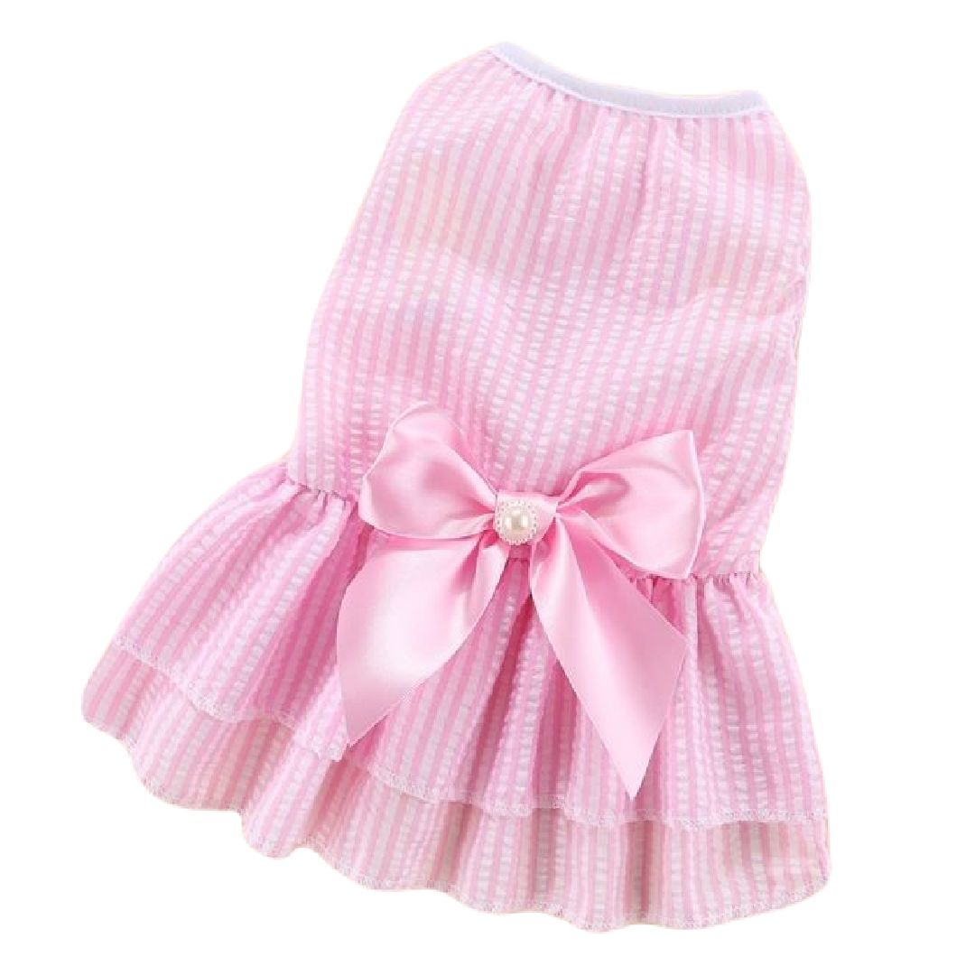 ペット用ワンピース ペットウェア 犬服 猫服 犬用ウェア ドッグウェア リボン フリル ストライプ チェック 可愛い おしゃれ お散歩 記念写真 ギフト プレゼント ワンちゃん ネコちゃん イヌ ネコ キャット ドッグ