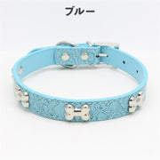 犬用首輪 リード 単品 ペット用品 レザー調 フェイクレザー 散歩紐 骨型 ボーン ベルト 調節可能 犬用品 ペットグッズ シンプル 可愛い かわいい おしゃれ オシャレ 犬 いぬ ドッグ