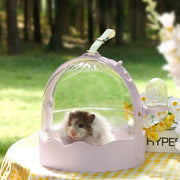 ペットキャリー ペット用キャリーケース ハムスター モルモット 小動物用 ペット用品 ペットグッズ お散歩グッズ お出かけグッズ ショルダーバッグ型 肩掛け 小型 コンパクト 小さめ 給水器付き 給水ボトル付き スライドロック 半円形 丸形 ブルー ピンク カジュアル 可愛い キュート ポップ おしゃれ