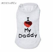 ペットウェア タンクトップ ドッグウェア 犬服 猫服 小型犬 中型犬 袖なし リブ アイラブ マミィ ダディ ハート スパンコール お出かけ お散歩 かわいい おしゃれ ホワイト ブラック ピンク レッド ブルー 白 黒 赤 青