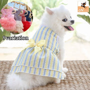 ドッグウェア ペットウェア ワンピース 犬服 猫服 小型犬 キャットウェア 前ボタン チュールスカート チュチュ リボン ストライプ しましま ラインストーン ノースリーブ 袖なし デニム ティアードワンピ フェイクパール キュート ふんわり かわいい ガーリー おしゃれ 上品 お出かけ お呼ばれ お散歩 記念撮影 ピンク 白 赤 青 黄色