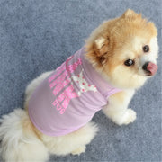 ドッグウェア 犬服 犬用ウェア ペットウェア ベスト タンクトップ ノースリーブ 袖なし カットソー Tシャツ 小型犬用 ロゴ プリント 可愛い おしゃれ お散歩 お出掛け カラフル 派手