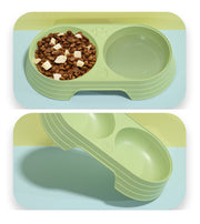 ペット用食器 2in1 ダブル 犬 猫 プラスチック製 フードボウル ウォーターボウル 餌入れ エサ皿 水入れ 軽量 転倒防止