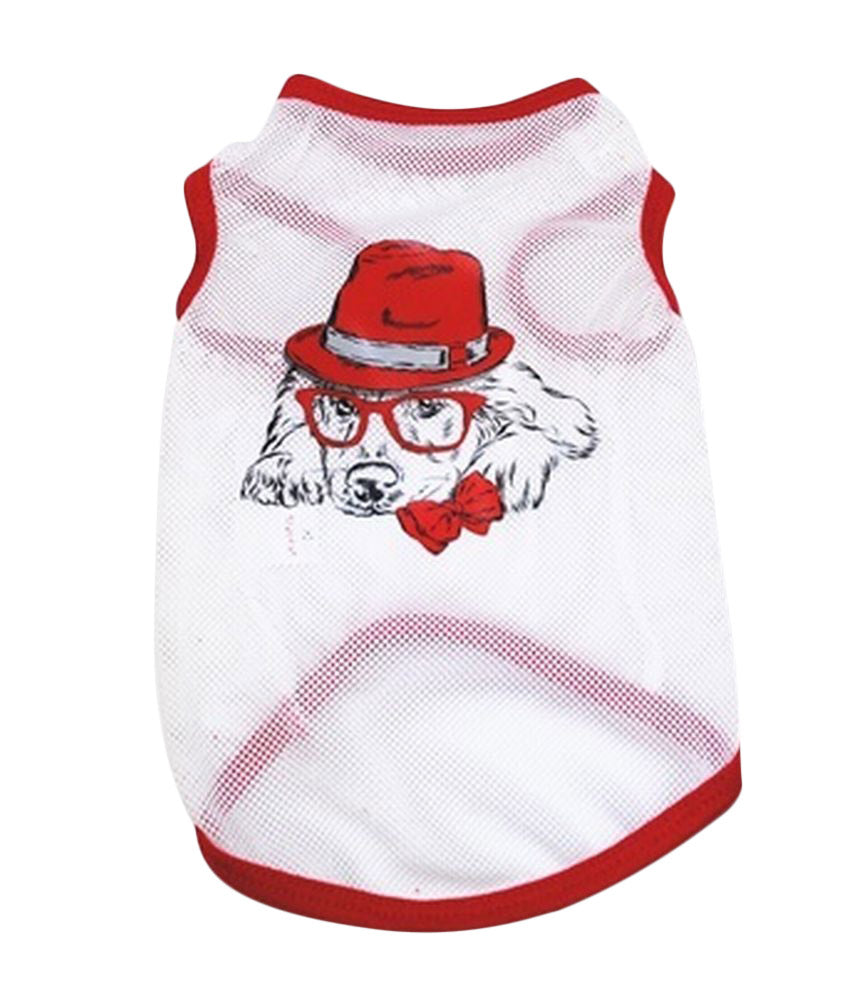 ドッグウェア ペットウェア 犬の服 ペットグッズ タンクトップ ベスト トップス 袖なし メッシュ 薄手 通気 日焼け防止 紫外線対策 カラフル イラスト 小型犬 ネコ ペット用品