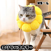 エリザベスカラー 猫用 犬用 ペット用品 傷舐め防止 傷口保護 術後 ケア用品 引っ掻き防止 ひまわり 花 フラワー 黄色 イエロー かわいい