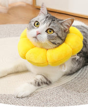 エリザベスカラー 猫用 犬用 ペット用品 傷舐め防止 傷口保護 術後 ケア用品 引っ掻き防止 ひまわり 花 フラワー 黄色 イエロー かわいい