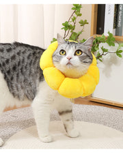 エリザベスカラー 猫用 犬用 ペット用品 傷舐め防止 傷口保護 術後 ケア用品 引っ掻き防止 ひまわり 花 フラワー 黄色 イエロー かわいい
