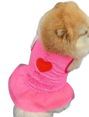 ドッグウェア 犬服 犬用ウェア ペットウェア スカート ワンピース ドレス 小型犬用 可愛い おしゃれ お散歩 チュール ハート柄 ロゴ イヌ用 DOG わんちゃん用