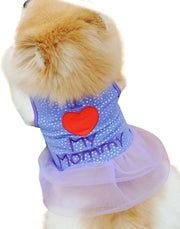 ドッグウェア 犬服 犬用ウェア ペットウェア スカート ワンピース ドレス 小型犬用 可愛い おしゃれ お散歩 チュール ハート柄 ロゴ イヌ用 DOG わんちゃん用