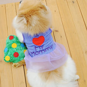 ドッグウェア 犬服 犬用ウェア ペットウェア スカート ワンピース ドレス 小型犬用 可愛い おしゃれ お散歩 チュール ハート柄 ロゴ イヌ用 DOG わんちゃん用