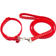 リード ハーネス 2点セット ペットグッズ ペット用品 犬用 猫用 リーシュ 散歩紐 お散歩グッズ お出かけ 牽引紐 ドット柄 水玉 おしゃれ かわいい いぬ 小型犬 ねこ ネコ