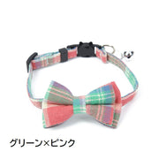 猫用首輪 カラー ペット用品 アクセサリー チョーカー 首飾り 鈴 リボン 蝶ネクタイ チェック柄 可愛い セーフティバックル 安全バックル