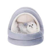 ペットベッド ペットハウス ドーム型 かまくら型 猫ベッド 犬ベッド 猫用品 犬用品 ペット用品 寝床 寝具 マット クッション 中綿入り ボール付き 起毛素材 暖かい 柔らかい 防寒 イヌ ネコ いぬ ねこ おしゃれ 無地 グレー