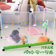 ペットサークル ドッグフェンス 仕切り ジョイント式 8枚組 50cm×70cm ペット用品 犬用 小型犬 透明 クリア 正方形 長方形 L字型 組み立て式 室内 間仕切り