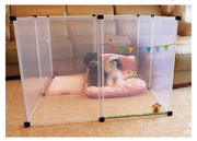 ペットサークル ドッグフェンス 仕切り ジョイント式 8枚組 50cm×70cm ペット用品 犬用 小型犬 透明 クリア 正方形 長方形 L字型 組み立て式 室内 間仕切り