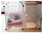 ペットサークル ドッグフェンス 仕切り ジョイント式 8枚組 50cm×70cm ペット用品 犬用 小型犬 透明 クリア 正方形 長方形 L字型 組み立て式 室内 間仕切り