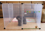 ペットサークル ドッグフェンス 仕切り ジョイント式 8枚組 50cm×70cm ペット用品 犬用 小型犬 透明 クリア 正方形 長方形 L字型 組み立て式 室内 間仕切り