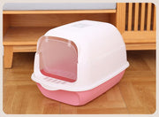 猫トイレ 本体 フルカバー ペット用品 大きい 広い 飛び散り防止 丸洗い可 掃除しやすい スコップ ドア 砂落とし フード付き 取り外し可能 ドーム型 ハーフカバー オープン 3WAY 密閉式 散らかりにくい ゆったり 扉付き 滑り止め 脱臭剤ポケット 消臭剤入れ バイカラー シンプル 奥行50×幅35×高さ34cm 子猫から体重15kgの成猫用 ねこ ネコ キャット CAT