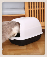 猫トイレ 本体 フルカバー ペット用品 大きい 広い 飛び散り防止 丸洗い可 掃除しやすい スコップ ドア 砂落とし フード付き 取り外し可能 ドーム型 ハーフカバー オープン 3WAY 密閉式 散らかりにくい ゆったり 扉付き 滑り止め 脱臭剤ポケット 消臭剤入れ バイカラー シンプル 奥行50×幅35×高さ34cm 子猫から体重15kgの成猫用 ねこ ネコ キャット CAT
