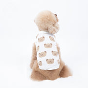ペットウェア セーター ニット ベスト 犬服 猫服 ドッグ キャット ノースリーブ 刺繍 クマ くま あったか 暖かい 防寒 寒さ対策 散歩 お出かけ かわいい おしゃれ カジュアル 保温 ベアー 熊 ブルー ホワイト
