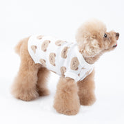 ペットウェア セーター ニット ベスト 犬服 猫服 ドッグ キャット ノースリーブ 刺繍 クマ くま あったか 暖かい 防寒 寒さ対策 散歩 お出かけ かわいい おしゃれ カジュアル 保温 ベアー 熊 ブルー ホワイト